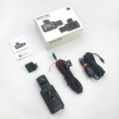 Dual Lens Car Dash Camera with Full HD 1080P IPS Screen WIFI APP Control Function-Black Box Video Recorder in Black Color