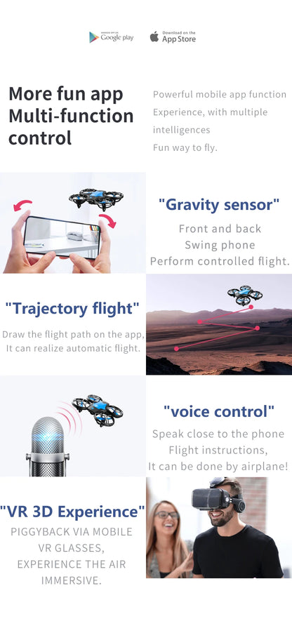 New V8 Mini Drone 4K 1080P HD Camera WiFi Fpv Air Pressure Altitude Hold Black Quadcopter RC Drone