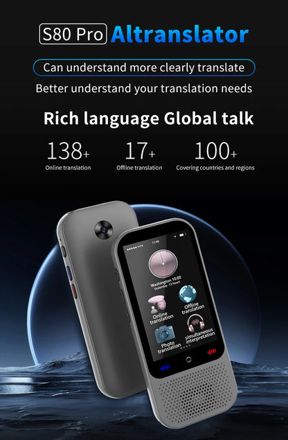 2025 Latest Portable Voice Language Translator Device 137 Online 17 Offline Language Translator S80 Pro Smart Translator