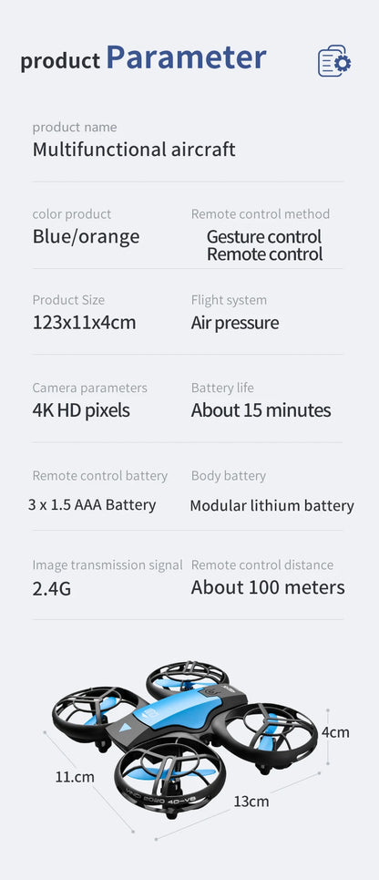 New V8 Mini Drone 4K 1080P HD Camera WiFi Fpv Air Pressure Altitude Hold Black Quadcopter RC Drone