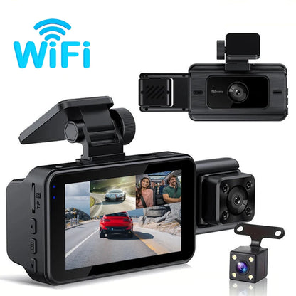 Dual Lens Car Dash Camera with Full HD 1080P IPS Screen WIFI APP Control Function-Black Box Video Recorder in Black Color