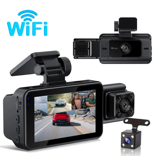 Dual Lens Car Dash Camera with Full HD 1080P IPS Screen WIFI APP Control Function-Black Box Video Recorder in Black Color
