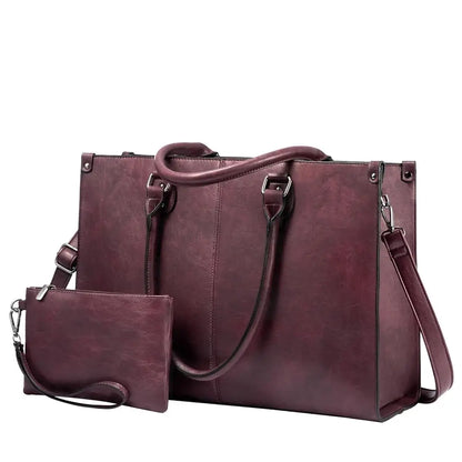 LOVEVOOK 2024 Hot Sale Vintage PU Leather Computer Bag Business Handbag Large Capacity Laptop Tote Work Bag Laptop Bag for Women