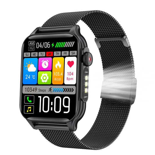 2025 Outdoor Sports Smartwatch with Flashlight BT Call 1.96inch Screen Sleep Monitoring P6 MAX Relojes Smart Watch for Men