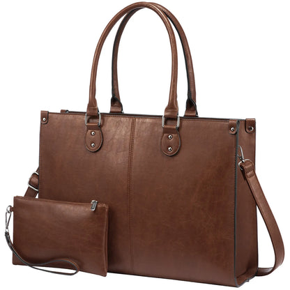 LOVEVOOK 2024 Hot Sale Vintage PU Leather Computer Bag Business Handbag Large Capacity Laptop Tote Work Bag Laptop Bag for Women