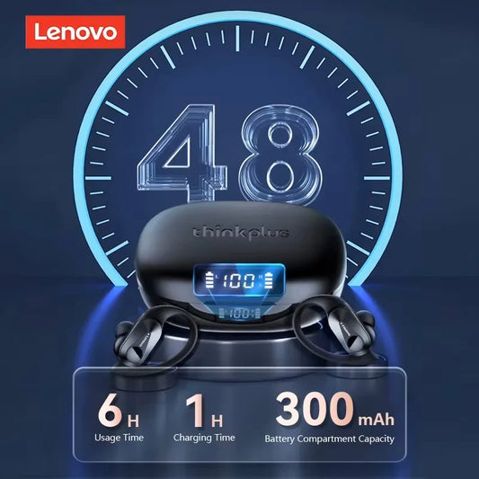 Lenovo LP75 Sports Wireless Earphones with Mics,Button Control, LED Power Display,Hifi Stereo Sound BT 5.3 TWS Headphones
