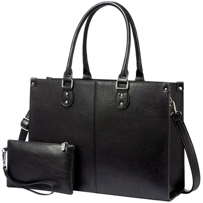 LOVEVOOK 2024 Hot Sale Vintage PU Leather Computer Bag Business Handbag Large Capacity Laptop Tote Work Bag Laptop Bag for Women