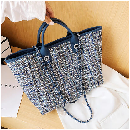 Women Tote Bag Fashion Nylon Large Handbag Chains Shoulder Bags Ladies Big Messenger Bag, Shopping Bag