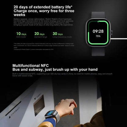 New Design Redmi Watch 4 Smartwatch 1.97'' AMOLED Display Support BT Voice Call Ultra Long 18 Days Battery Life for Xiaomi
