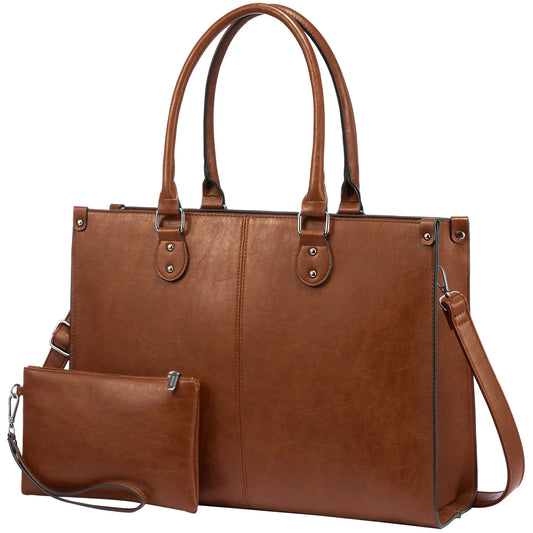 LOVEVOOK 2024 Hot Sale Vintage PU Leather Computer Bag Business Handbag Large Capacity Laptop Tote Work Bag Laptop Bag for Women