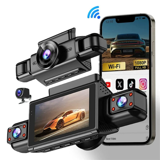 FHD 1080P 4 Channel Dashcam WiFi APP Control Front and Rear Car Camera 24h Parking Mode 4 Lens DashCam DVR Car Driving Recorder