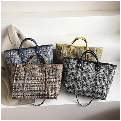 Women Tote Bag Fashion Nylon Large Handbag Chains Shoulder Bags Ladies Big Messenger Bag, Shopping Bag