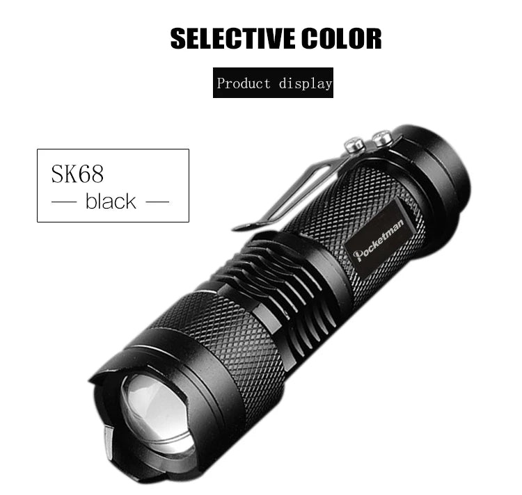 Portable Mini Q5 LED Flashlight Tactical Lamp LED Flashlight Adjustable Focus Zoomable Light for  Hiking Camping Power Outage