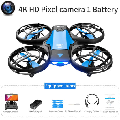 New V8 Mini Drone 4K 1080P HD Camera WiFi Fpv Air Pressure Altitude Hold Black Quadcopter RC Drone