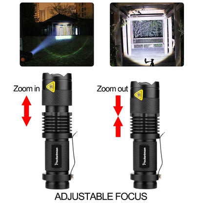 Portable Mini Q5 LED Flashlight Tactical Lamp LED Flashlight Adjustable Focus Zoomable Light for  Hiking Camping Power Outage