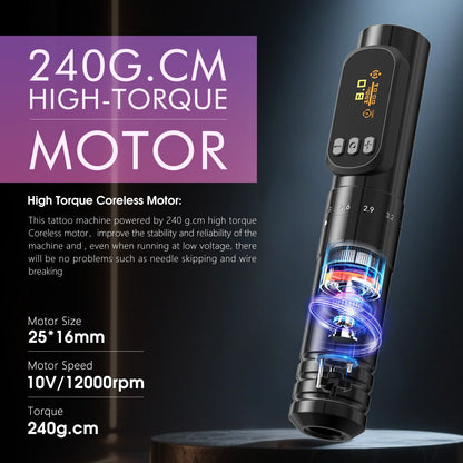 Ambition V1mini 2.0-3.5mm Adjustable Stroke Wireless Permanent Makeup Tattoo Pen Machine for Eyebrow Eyeliner Lip with 2 Battery