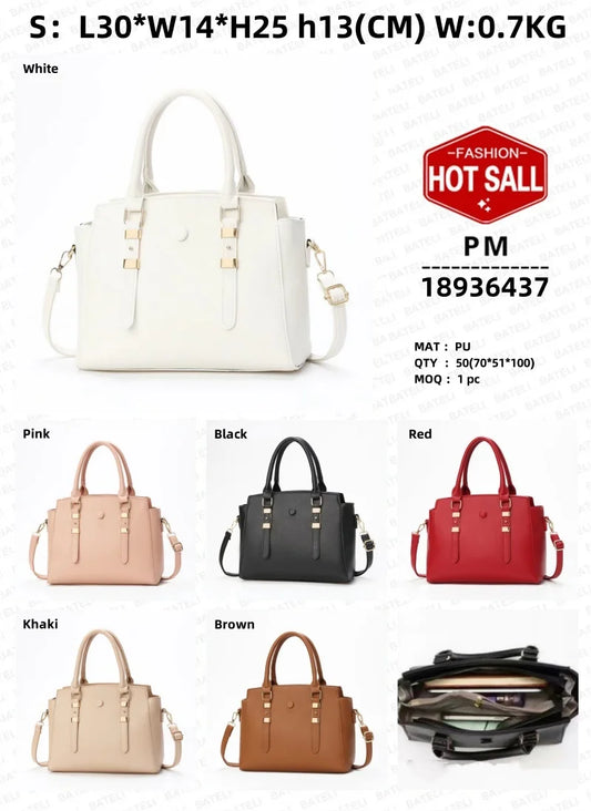 2024 New Women's Large-Capacity Retro Leisure Bag Casual Tote Oblique Straddle One-Shoulder Handbag Zipper Pure Color Simple