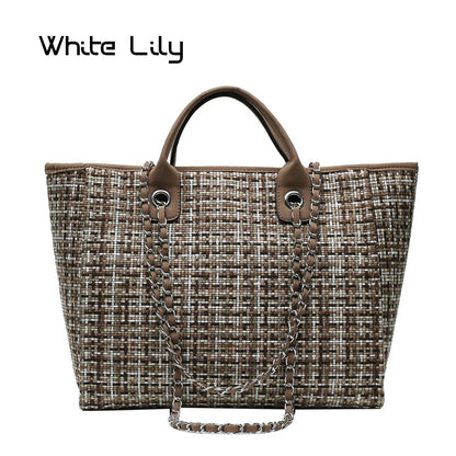 Women Tote Bag Fashion Nylon Large Handbag Chains Shoulder Bags Ladies Big Messenger Bag, Shopping Bag