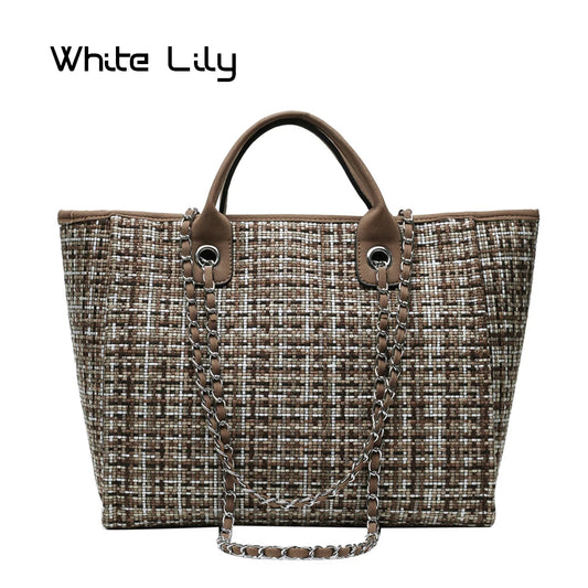 Women Tote Bag Fashion Nylon Large Handbag Chains Shoulder Bags Ladies Big Messenger Bag, Shopping Bag