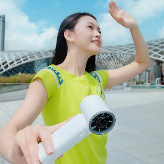 Intelligent Portable 2400mAh Lightweight Handheld High Speed Fan Rechargeable Handheld Small Lightweight Outdoor Air Cooling Fan