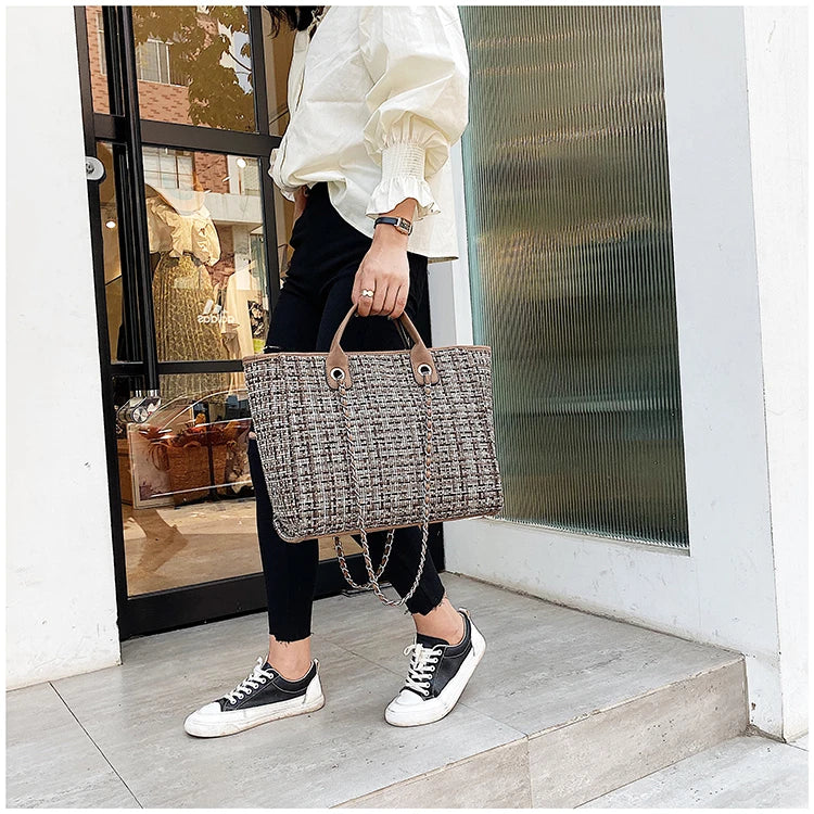 Women Tote Bag Fashion Nylon Large Handbag Chains Shoulder Bags Ladies Big Messenger Bag, Shopping Bag
