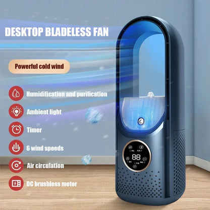 Electric Bladeless Fan USB Air Cooling Fan Mini Air Conditioner Venty Fan Portable Desktop Fanless Blade Cooler