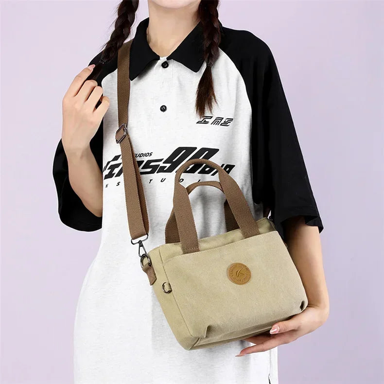 2025 NEW Top-Handle Bag For Women Shoulder CrossBody Bag Vintage Canvas Ladies Tote Messenger Bag Small Female Travel Handbag