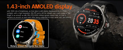 2025 New Premium GPS Smart Watches Outdoor Altimeter Barometer AMOLED Screen Built-in GPS Compass Military Sports Smartwatch Men