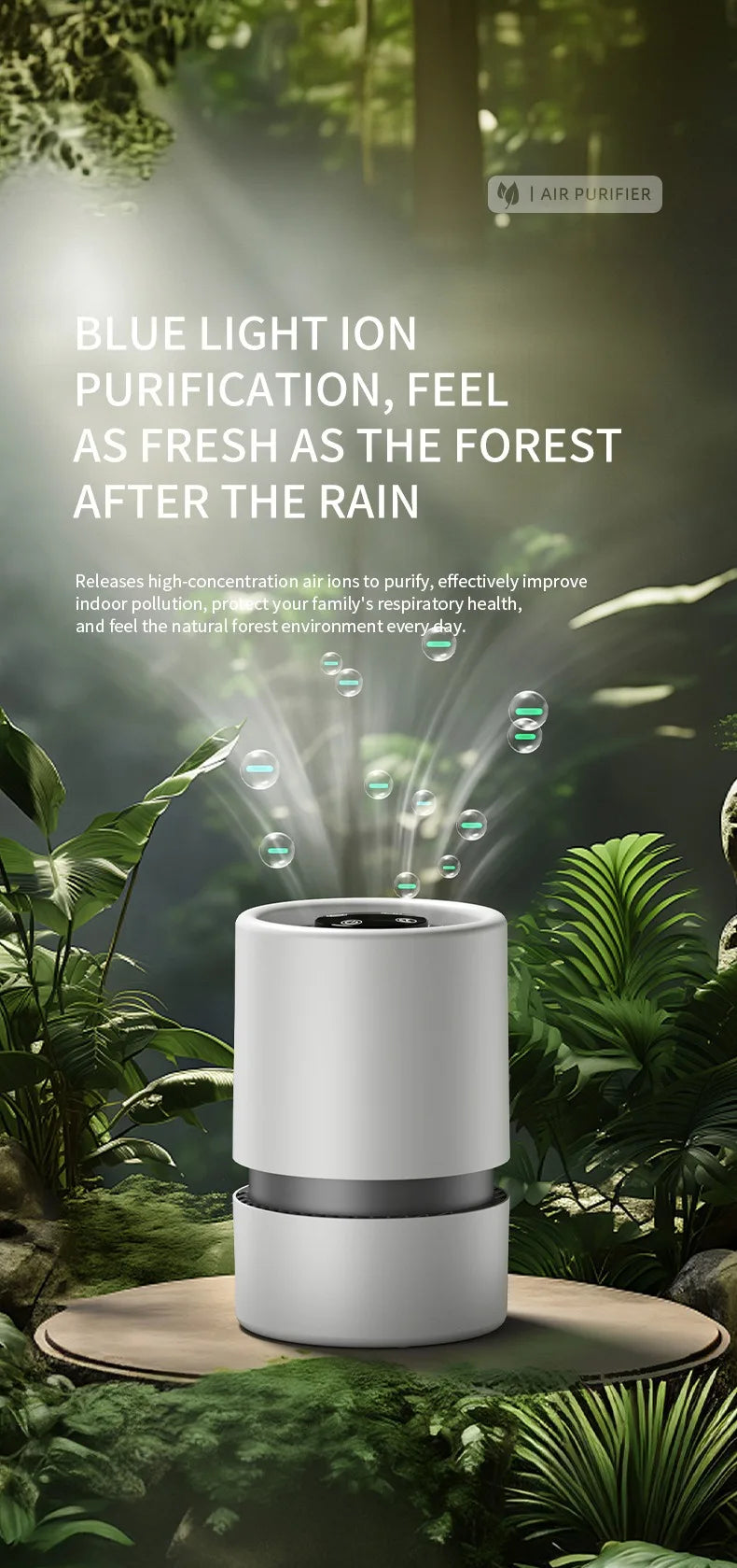 Desktop Air Purifier With HEPA Filter Portable Air Cleaner Odor Remover Air Freshener for Bedroom Office Mini Air Purifier PM2.5