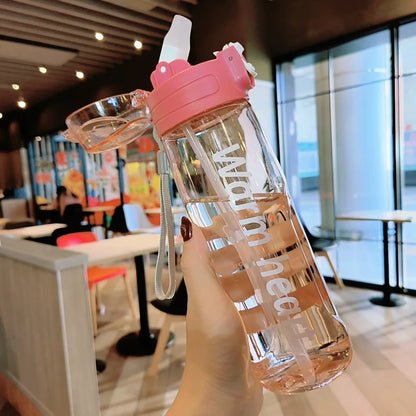 800ml Sports Water Bottle with Straw Plastic Water Bottles with Scale Leak Proof Drinking Bottles For Outdoor BPA Free Drinkware