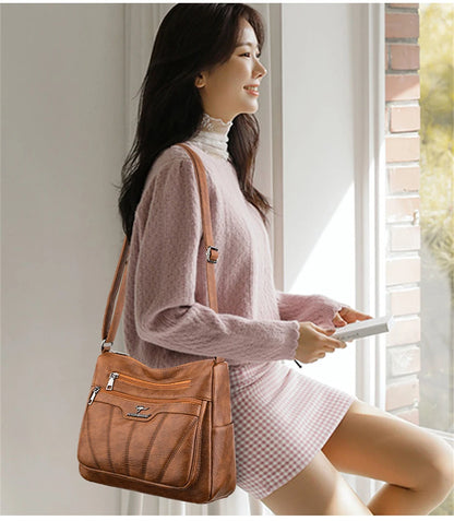 Soft Leather Women Bag Branded Designer Ladies Handbag Purses, Luxury Female Shoulder Bag Large Capacity Crossbody Bags Sac