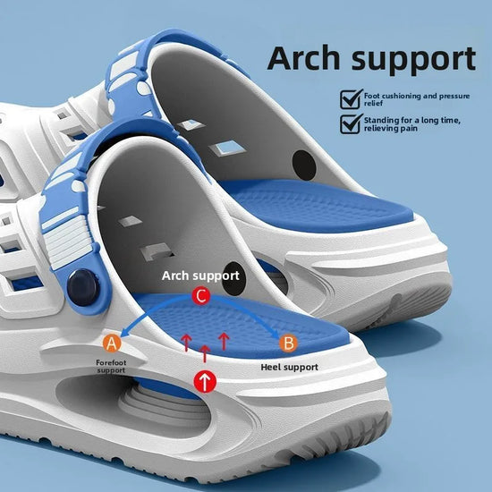 Cool Slippers with Arch Support Anti-Slip Soft Sole Wear-Resistant Breathable Odor Proof Thick Sole Summer Hole Shoes