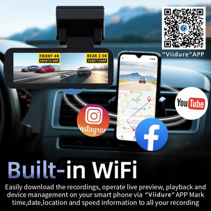 4K Dash Cam WIFI GPS Car DVR 2.5K Rear Camera Video Drive Recorder Dashcam Register Mini Black Box 24H Monitoring Night Vision