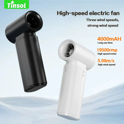 2025 New High Speed Portable Electric Fan USB Rechargeable 3 Speed Fan 4000mAh Outdoor Handheld Fan Mini Bladeless Fan
