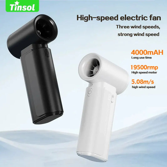 2025 New High Speed Portable Electric Fan USB Rechargeable 3 Speed Fan 4000mAh Outdoor Handheld Fan Mini Bladeless Fan