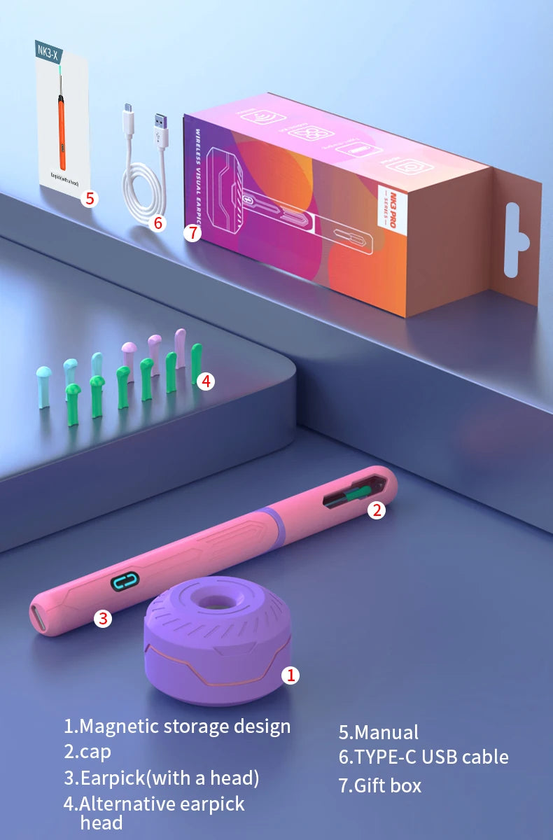 Ear Cleaner with Camera Set Ear Sticks Otoscope USB C Charging Endoscope Wax Removal Tool Earpick MIni Camera Ear Cleaning Set