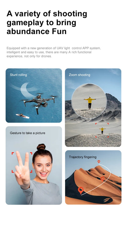 New D13 RC Drone 4K Professional HD Triple Camera 5G WIFI FPV Dron 360° Obstacle Avoidance Brushless Large Screen Quadcopter