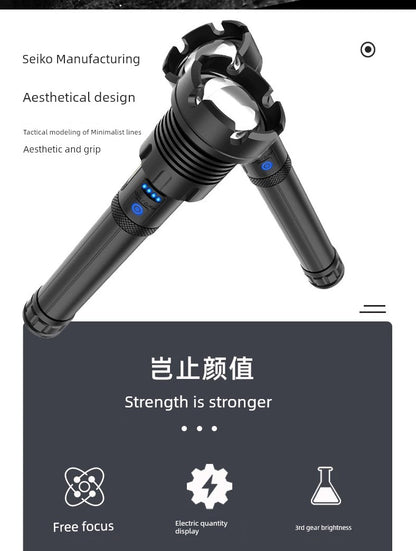 P90 Power Torch Rechargeable Outdoor Long-Range Xenon Lamp Zoom High-Power Spotlight Super Bright Probe Xenon Lamp