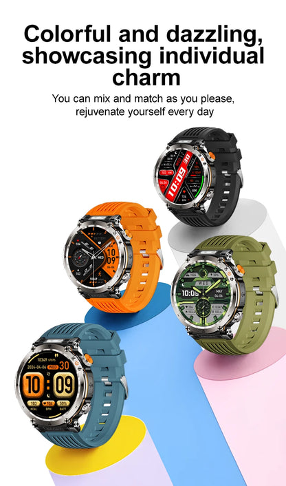 Smart Watch HT30 Bluetooth Call Men Outdoor Sports Fitness Compass Heart Rate Health Monitoring 600mAh Large Battery Smartwatch