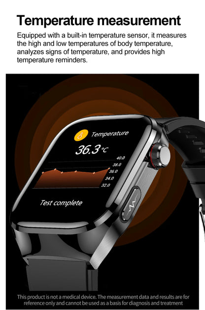 2025 New Three Highs Blood Pressure Smartwatch ECG Uric Acid Heart Rate Clock Body Analysis Health Monitoring Watches