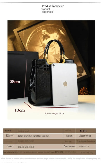 High-grade light luxury handbag New Autumn and Winter fashion Tote bag women's crocodile print single shoulder crossbodybag