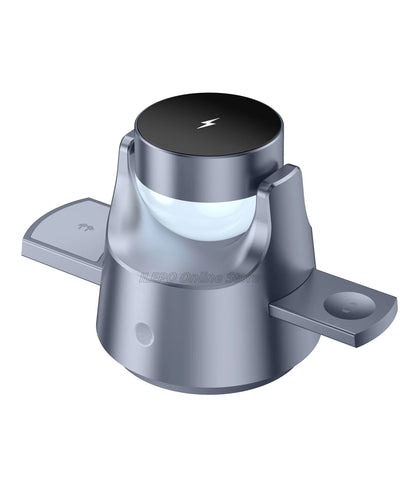 4-in-1 Wireless Charging Station With 7 RGB Colors Light 15W Fast Charging Magnetic Touch Control for iPhone 16 AirPods iWatch