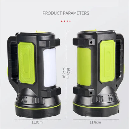 LED Strong Searchlight Flashlight Portable Hand Lamp Rechargeable 2 Lighting Modes Emergency Hiking Camping Energy Saving Torch
