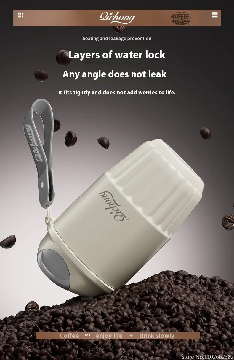 410ml Ceramic Liner Thermos Coffee Cup Double Wall Stainless Steel Vacuum Insulated Thermos For Coffee Thermal Mug Tumbler Gift