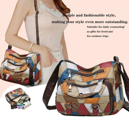 Ladie's handbag, can be carried across the shoulder with a geometric design, suitable for work occasions.