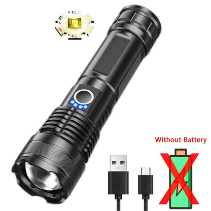 High Power Led Flashlights Long Shot Zoom Super Bright Flashlight Led USB Rechargeable Very Strong Led Flashlight For Camping