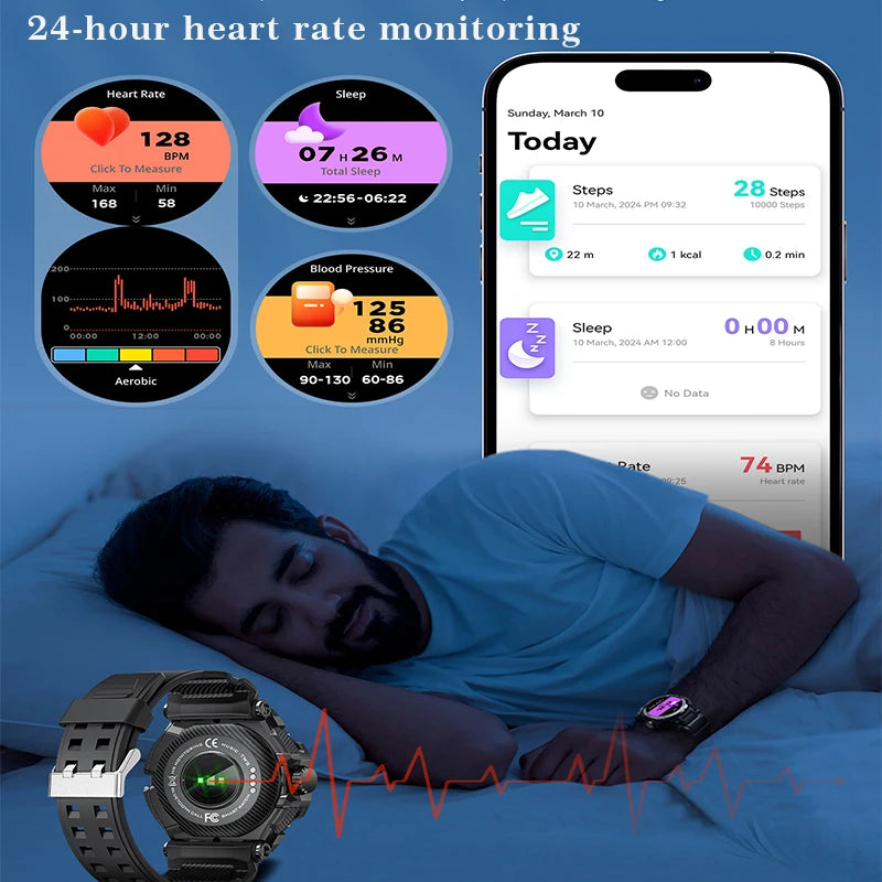 2025 New Smart Watch TWS 2-in-1 Wireless Headphone Music Call Men SmartWatch Health Monitoring Waterproof Sports Watch
