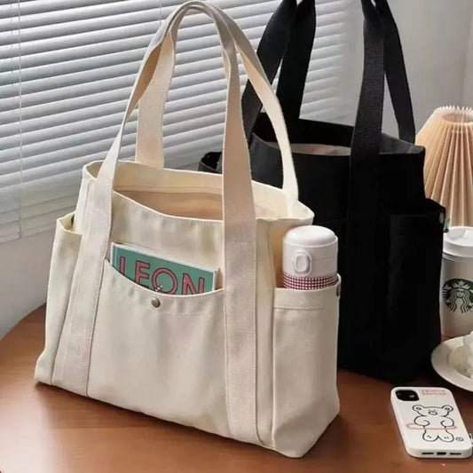 Large Capacity Tote Canvas Bag for Work Outgoing High Appearance Commuting Versatile Art Student Clothing Book Shoulder Bag.