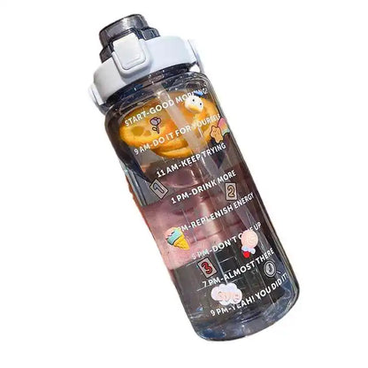 2L Sports Water Bottle with Straw Portable Large Capacity Water bottles Fitness Bike Cup Summer Cold Water Jug with Time Marker