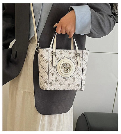 2025 Summer Women's Printed Letter Tote Bag, Large Capacity Shoulder & Crossbody Purse, Trendy Handheld Design for Everyday Use